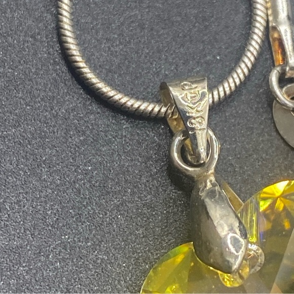 Vintage Crystal Heart 18KGP , Multicolored Glass, 1960 with 925 chain - Picture 5 of 5